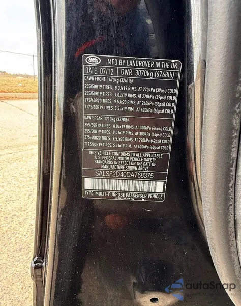 2013 Land Rover Range Rover Sport Hse from USA, damaged, VIN SALSF2D40DA768375